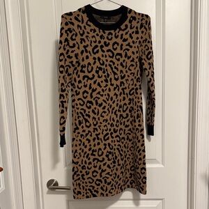 Leopard Print Long Sleeve Dress J. Crew XS